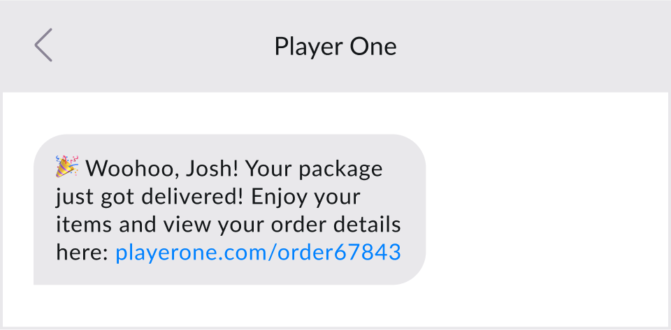 Order delivery SMS example to update customers